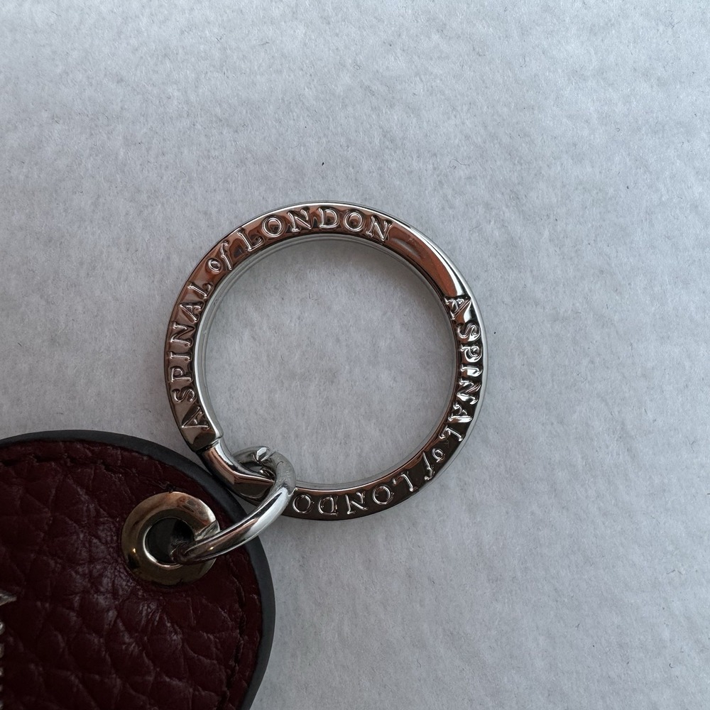 Aspinal Of London England Heart Keychain Red Leather Key Ring Charm - Picture 3 of 7